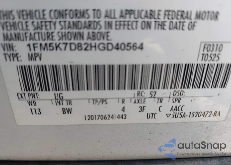 2017 Ford Explorer Xlt from USA, damaged, VIN 1FM5K7D82HGD40564